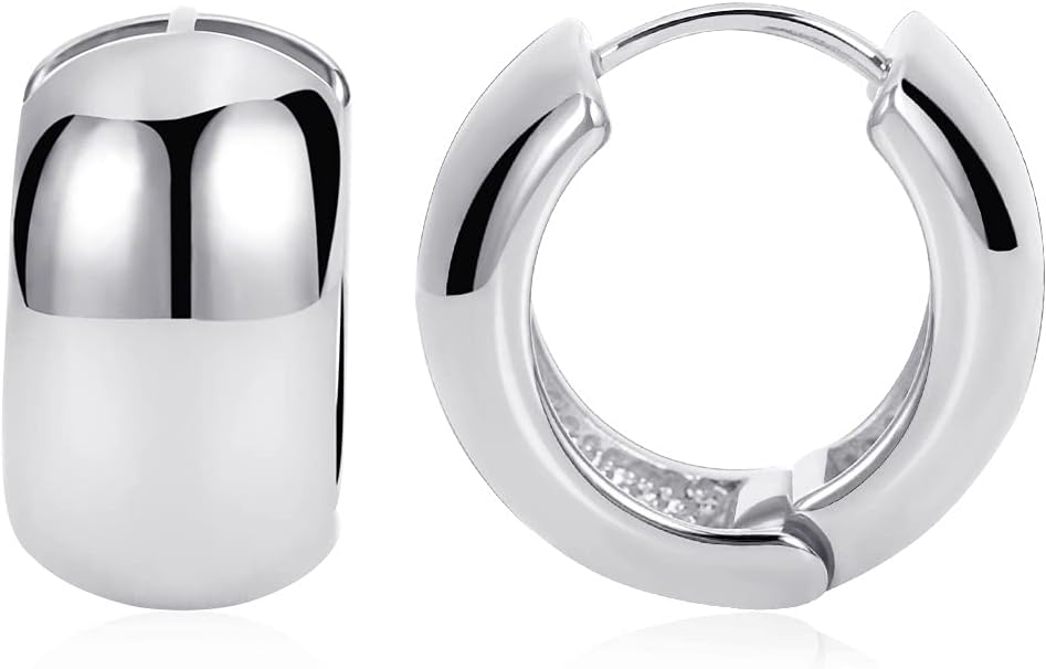 FAMARINE Chunky Thick Hoop Earrings for Women Gold Hoops Huggie Earrings for Men Gift